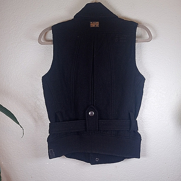 G Star Raw Denim Wool Blend Military Utility Belted Zip Up Vest - Picture 5 of 14